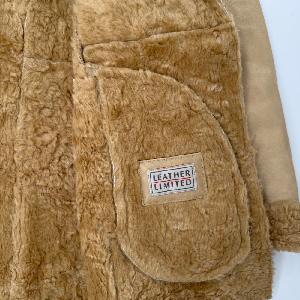 Leather Limited Shearling Coat Womens Medium Tan Good Penny Lane Genuine Leather - Picture 5 of 13